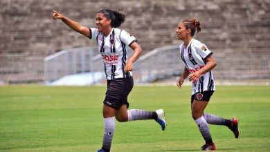Belas do Botafogo-PB comemorando mais um gol. Imagem: Reprodução Twitter @BotafogoPB